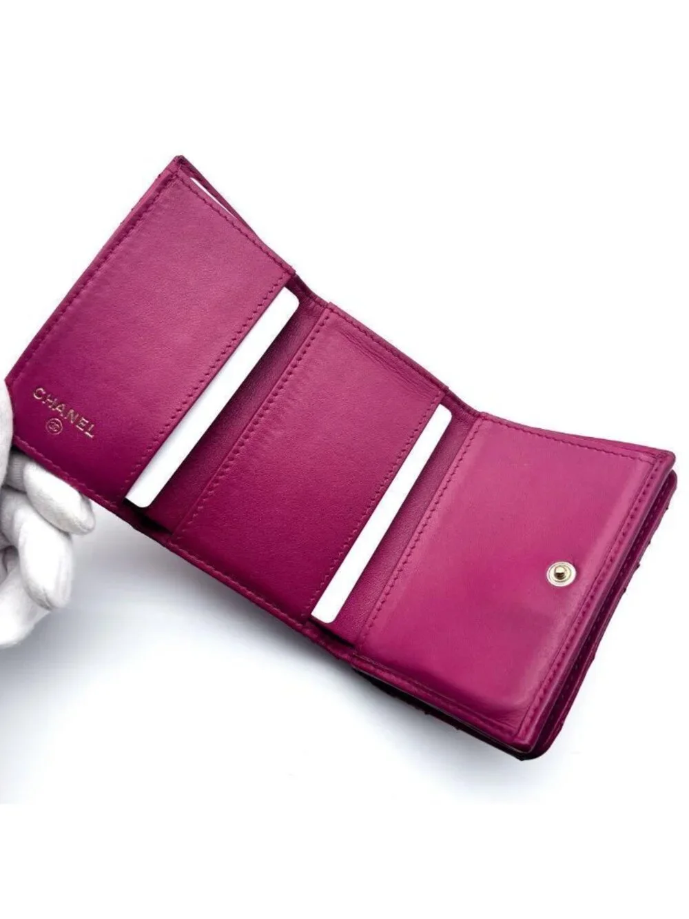 Chanel Wallet Camellia No 5 Stitch Trifold Compact